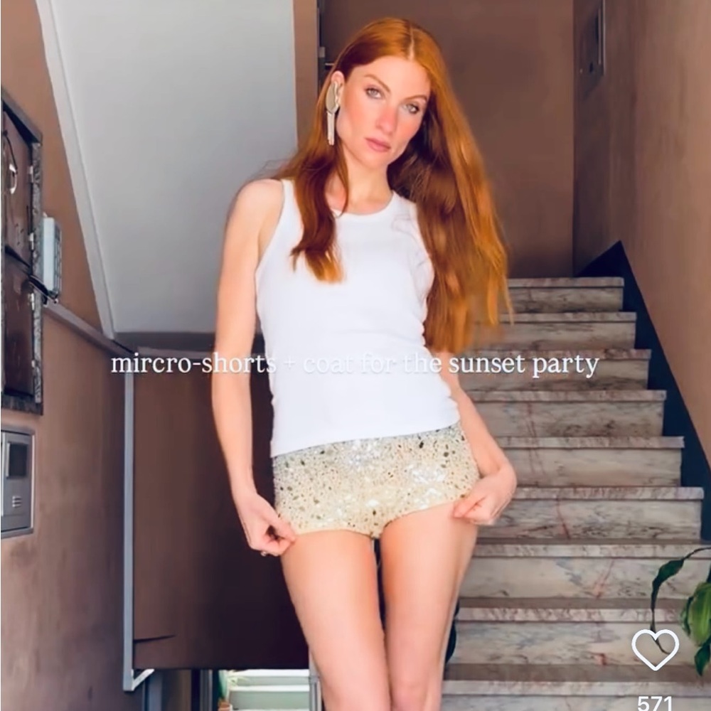 Zara Gold Micro-Shorts NWT